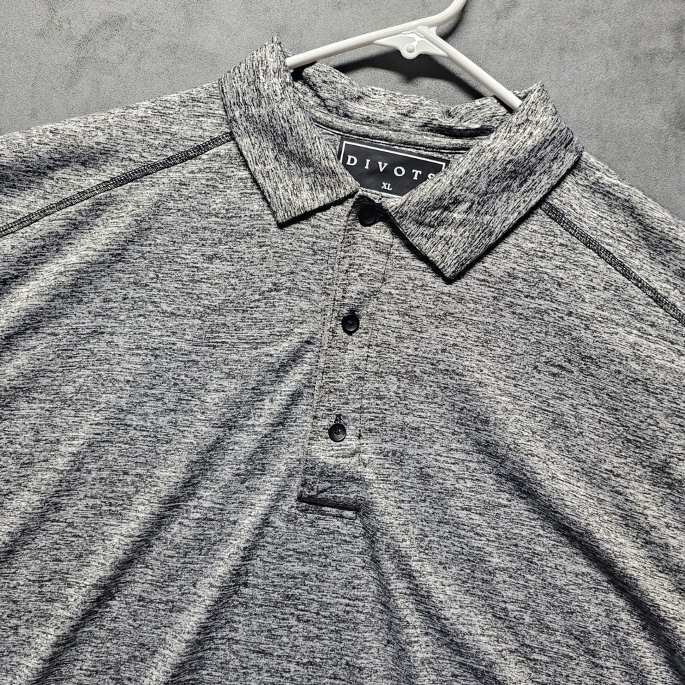 Divots Mens XL Grey Space Dye Performance Golf‎ Polo Shirt Short Sleeve S0110-2